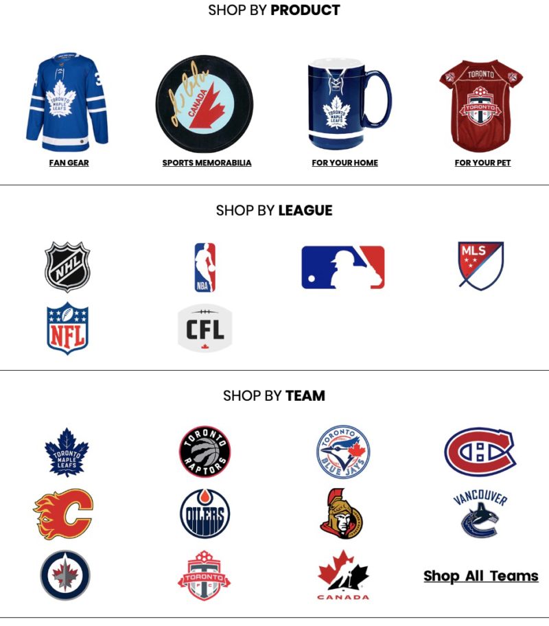 Shop by product, shop by league, shop by team